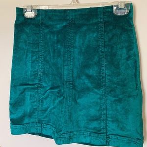 Free People Green Velvet Mini Skirt